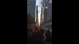 Manhattanhenge Magic StreetAligned Sunset Wows New Yorkers [upl. by Zelten]