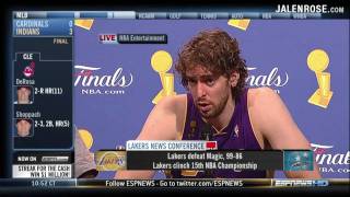 Lamar Odom and Pau Gasol Game 5 Presser  2009 NBA Finals  Lakers vs Magic [upl. by Yeleak]