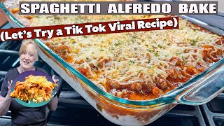 SPAGHETTI ALFREDO BAKE A TikTok Viral Recipe [upl. by Mcroberts]