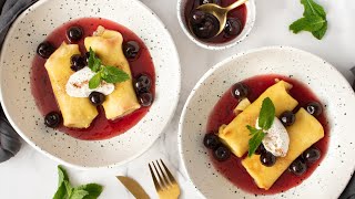 Classic Cheese Blintz With Cherries Recipe [upl. by Haiel]