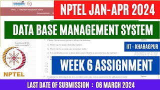 Data Base Management System Week 6 Assignment 6 Solutions  Jan 2024 OPEducore [upl. by Shanleigh575]