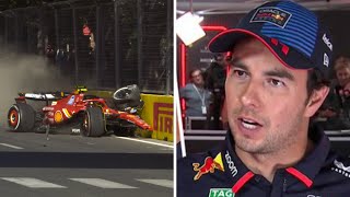 Sergio Pérez blames Carlos Sainz for Azerbaijan GP crash [upl. by Kirstin]