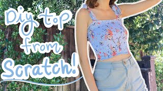 Easy DIY Shirred Crop Top Tutorial From Scratch [upl. by Yrellam]