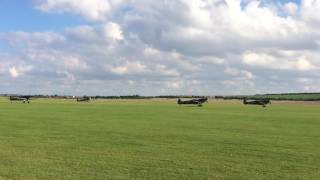 18 Spitfires takeoff at Duxford [upl. by Eecyaj609]