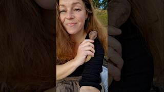 Carving a leaffeather Coffee scoop by the lake nature outdoors explore [upl. by Karla852]