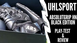 Uhlsport AbsolutGrip HN Black Edition Goalkeeper Glove Review amp PlayTest [upl. by Nirad]