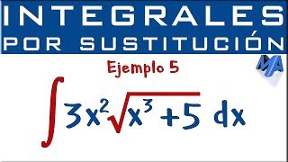 Integración por sustitución  Ejemplo 5  Raíz [upl. by Ahsenrad975]