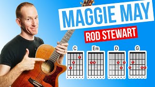 Maggie May ★ Rod Stewart ★ Acoustic Guitar Lesson with PDF [upl. by Reider871]