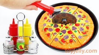 Play Doh Pizza Velcro Cutting Baby Toys Learn Fruits amp Vegetables Nursery Rhymes Fun for Kids [upl. by Ekenna]