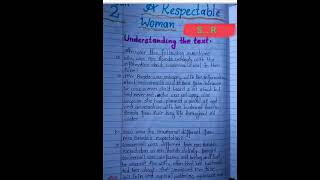 Class 12 english chapter 2 A Respectable woman exercise  Class 12 English Chapter 2 note [upl. by Blake318]