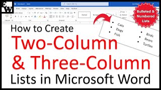 How to Create TwoColumn and ThreeColumn Lists in Microsoft Word PC and Mac [upl. by Newton]