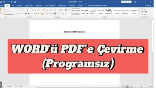 Ücretsiz WORD PDF Çevirme Programsız [upl. by Otilopih]