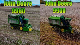 John Deere 9960 and 9930 Cotton Pickers Picking Cotton [upl. by Drazze]