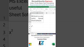 Superscript and Justify Text in MS Excel excel learning teacher shorts shortsfeed education [upl. by Friedrick335]