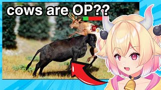 Are Cows OP  Rosiebellmoo TierZoo react [upl. by Rosemare113]