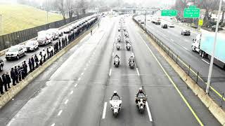 NYPD Detective Jason Rivera funeral procession north on I87 at Hall Place Rest in Peace [upl. by Mattah509]