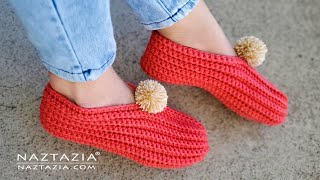 How to Crochet Easy Slippers from a Rectangle  for any Foot Size [upl. by Inattyrb911]