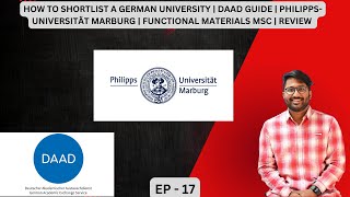 How to Shortlist German Uni  DAAD Guide  PhilippsUni Marburg  Functional Materials MSc  Ep 17 [upl. by Weikert]