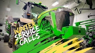 Winter service calls on a John Deere 8RX 410 amp 3400 Telehandler [upl. by Linoel]