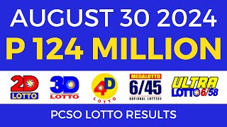 Lotto Result Today 9pm August 30 2024  PCSO Complete [upl. by Ahsiam912]