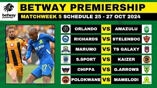 BETWAY PREMIERSHIP 202425 FIXTURES MATCHWEEK 5  BETWAY PREMIERSHIP 202425 MATCH SCHEDULE [upl. by Anertal776]