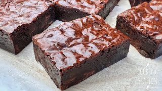 Easiest Glossy Skin Fudgy Brownies Cocoa powder Recipe [upl. by Spearing]