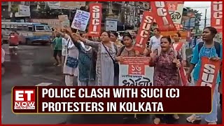 Police Clash with SUCI C Protesters Demanding Strike Over RG Kar Medical College Incident [upl. by Lellih399]