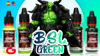 How to paint an ORC SKIN using BSL system Vallejo  JUST 4 colors  Commo pintar una piel orco [upl. by Arahas]