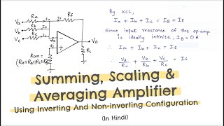 Summing scaling and averaging amplifier using opamp  Inverting and Noninverting configuration [upl. by Yrrag963]