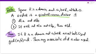 Section 24 Divisibility in Integral Domains GCDs and Associates [upl. by Tod]