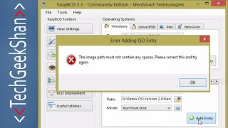 Fix Image path must not contain any spacesPlease correct this and try again in EasyBCD [upl. by Annaeg]