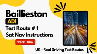 Baillieston Approved driving instructor ADI Test Route with Sat Nav Route 1 [upl. by Eelyram]