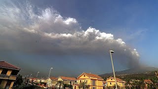 Mount Etna volcanic eruption disrupts flights at Catania international airport [upl. by Lyckman981]