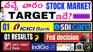 వచ్చే వారం Stock Market EventsFed mettICICI BankIDFC First Q1SBI CardsMCXIndigoBank Nifty [upl. by Tireb]