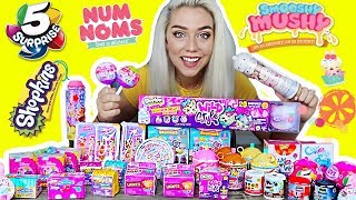 UNBOXING 100 SURPRISE TOYS 800 SUPRISE TOYS NUM NOMS 5 SURPRISE SHOPKINS SMOOSHY MUSHY [upl. by Schlenger]