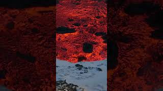 Lava drifting over snow in Iceland is surprisingly not AI shorts [upl. by Anaid]