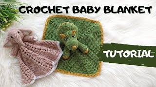 Crochet Lovey Blanket Baby Security Blanket Crochet Tutorial crochetblanket crochetlovey [upl. by Noimad973]