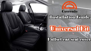 COVERADO  Fullset Car Seat Cover Installation  Waterproof Leather Seat Protection Universal Fit [upl. by Essilevi]