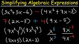 Simplifying Algebraic Expressions With Parentheses amp Variables  Combining Like Terms  Algebra [upl. by Korman]