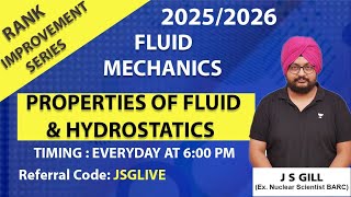 Rank improvement Series  Fluid Mechanics  Properties of Fluid amp Hydrostatics  J S Gill [upl. by Vieva]