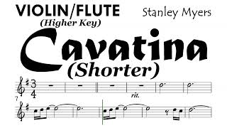 Cavatina Violin Flute Higher Key Shorter Sheet Music Backing Partitura Stanley Myers The Deer Hunter [upl. by Delle]