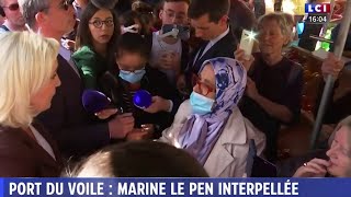 Marine Le Pen interpellée sur le port du voile [upl. by Kcim571]