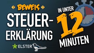 BEWEIS Steuererklärung Elster selber machen in 12 Minuten  Elster ausfüllen Steuererklärung 2020 [upl. by Sirrah]