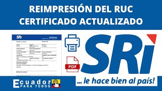 Reimprimir certificado del RUC  SRI En línea 💫2024 [upl. by Lorrie424]