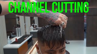 Barber Hair Scissor Channel Cutting Techniques [upl. by Werd201]