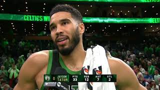 We were EXCITED for today  Jayson Tatum on ending the Cavs 15game win streak  NBA on ESPN [upl. by Nirhtak999]