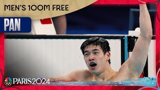 Pan Zhanle sets WORLD RECORD in mens 100m freestyle final  Paris Olympics  NBC Sports [upl. by Mallon412]