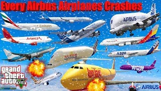 GTA V Every Airbus Airplanes Winter Snowy Best Extreme Longer Crash and Fail Compilation 60FPS [upl. by Yeoj]