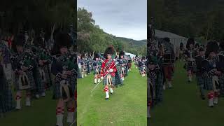 drummajor leads Ballater pipeband marchingband out of the 2024 Ballater highlandgames shorts [upl. by Howard]