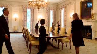 Obama Jokes With Kid On White House Tour [upl. by Crowe]